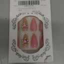 SINHOT Y2K Press on Nails Medium Almond Fake Nails with Glue Pink False Nails Stiletto Nails 3D Design Bowknot Ballerina Acrylic Nails 24pcs