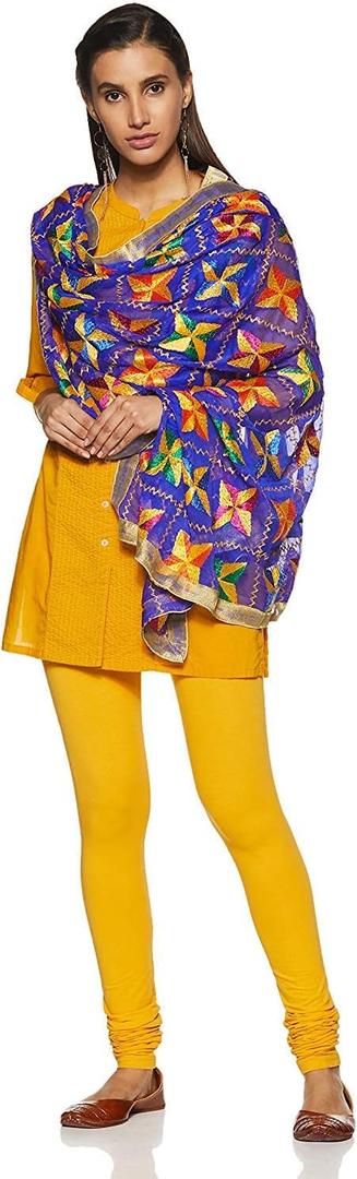 Weavers Villa Women's Indian Handicraft Ethnic Dupatta Phulkari Embroided Dupatta Chunni/Stole/Scarf (Blue, Large)