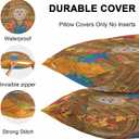 Thanksgiving Scare Crow Outdoor Waterproof Pillow Covers 16x16 Pack of 2 Vintage Pumpkin Leaf Wood Texture Decorative Outdoor Pillow Covers Square Cushion Cases for Patio Furniture Pergola Couch (Yellow Orange)