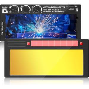 2x4 Auto Darkening Welding Lens, Shade 5-13 Adjustable, Solar Powered with HD True Color Technology - Fits Standard Welding Helmets/Hoods.