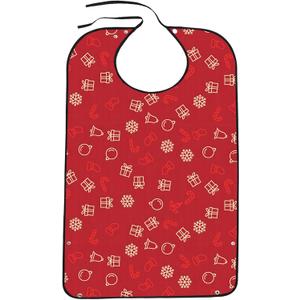 2 x Pafusen Stocking Stuffers for Adults Men Women, Adult Bibs for Men Women, Reusable Adult Bibs for Eating with Optional Crumb Catcher, Waterproof Washable Dining Clothing Protector (Red)