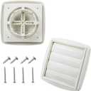 Adjustable Dryer Vent Cover Outside 4'' to 5'' to 6'' Plastic Louvered Dryer Vent Covers for Wall Airflow Vent Dryer Cover with 16 Screws, White(2Packs)