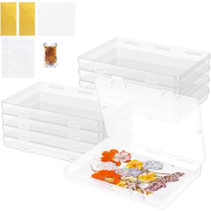 AmazingSpark 218 Pcs 8 Set Dried Flower Storage Kit with 8 Storage Boxes, 100 Blotting Paper, 100 Self Adhesive Bag, 2 Letter Sticker 8 Desiccant Pressing Flower Preservation to Keep Color and Dry