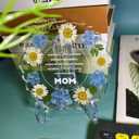 Gift for Mom Resin Floral Keepsake Plate Decor with Pressed Real Flowers (Blue & White)– Mom Birthday Gifts, Unique Handmade Keepsake for Women