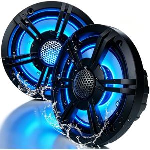 6.5" 800W Marine Speakers, IP66 Waterproof Boat Stereo Speakers with LED Lights, 2-Way Coaxial Audio, Y35 Woofer, for Marine/ATV/Motorcycle/Golf Cart/Motorhome/Powersports/Patio/Poolside/Deck/Home