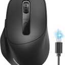 TECKNET 3-Device Wireless Mouse, Rechargeable Dual-Mode (2.4G & BT 5.0), Silent USB-A & Bluetooth Mouse, 6-DPI up to 4800, Wide Compatibility - Black