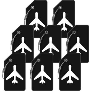 Luggage Tag 8 Pcak - Travel Essentials Accessories for Suitcases Quickly Identify, Travel Tags for Luggage, Backpacks, Bags, Baggage, Cruise Suitcases - Flexible & Bright Silicone (Black
