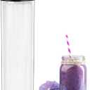 13.5 inch Straw Holder for Standard & Long Bended Size Drinking Straws, Acrylic Plastic Straw Dispenser with Lid, Black, Heavy Duty, 1 Piece, One Size