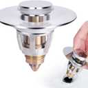 U.S. Standard Bathroom Sink Stopper 1.1"-1.5", Stainless Steel Universal Pop Up Drain Stopper for Bathroom Sink, Universal Drain Filter Drain Plug with Spring Core Push Type Converte