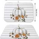 Fall Decor Dish Drying Mat for Kitchen Counter 18"x24", Stripes White Pumpkin Decorative Coffee Mat Dishes Drying Pad Absorbent Drainer Mat Kitchen Countertop Protector Easy Clean