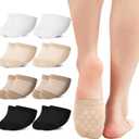 Women's Toe Socks for Mules Half Socks Toe Topper Covers No Show Invisible Non-slip Liners for Clogs Flats 6/8 Pairs