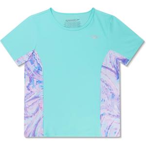 Speedo Girls' Uv Swim Shirt Short Sleeve Printed Rashguard (XS)