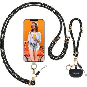 Kaptron Universal Phone Lanyard with Wrist Strap, Adjustable Crossbody Cell Phone Lanyard Neck and Wrist Strap with 2 Lobster Clips (Black White Checker) Kaptron Universal Phone Lanyard with Wrist Strap, Adjustable Crossbody Cell Phone Lanyard Neck and Wrist Strap with 2 Lobster Clips (Black White Checker)