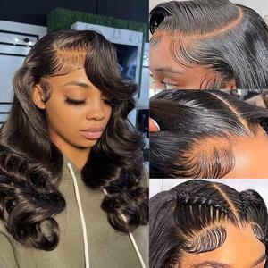 JTMMP 14 Inch 13x6 Lace Front Human Hair Wig - 200% Density Body Wave, Pre Plucked, HD Transparent, Glueless With Baby Hair for Women
