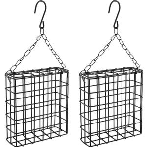 2Pcs Bird Suet Feeders, Outdoor Garden Cages for Outside Hanging, Suet Cakes Holder for Outdoor Wild Birds, Wildbird Woodpeckers Feeding(Black,Size:5 * 5.2inch)