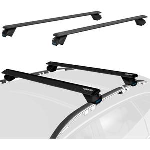 COWVIE 47 Inch Aluminum Roof Rack Cross Bars for Raised Side Rails, Adjustable Cargo Bars with Keyed Locks, Hold 198 LBS Capacity, Compatible with Ford Explorer/Toyota RAV4, Black