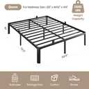 Metal Bed Frame Queen Size, 14 Inch 3500 lbs Heavy Duty Platform Bed Frames Steel Slats Noise Free No Box Spring Needed, Easy Assemble Sturdy Bedframe with Storage and Mattress Retainers