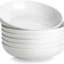 MALACASA 8.85" Large Pasta Bowls, 42 OZ White Salad Bowls Soup Bowls, Porcelain Serving Bowls Set of 6, Large Kitchen Bowl Plates Pasta Plates, Microwave & Dishwasher Safe, Series REGULAR