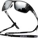 suoso Polarized Sports Sunglasses for Men: UV400 Protection Glasses Womens Wrap Around Goggles for Driving Fishing (A6-silver)