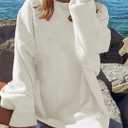 Mrskoala Womens Tops Casual Knit Sweater Long Sleeve Pullover Loose Shirts Fall Clothes (White, L)