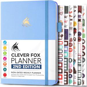 Clever Fox Planner 2nd Edition  Colorful Weekly & Monthly Goal Planner, Time Management & Productivity Organizer, Undated, A5 (Periwinkle) (A5 (5.8'' x 8.3'') Lay-Flat)