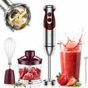 MegaWise Pro Titanium Reinforced 5 in1 Immersion Hand Blender, Powerful with 80% Sharper Blades, 12 Speed Corded Blender, Including 500ml Chopper, 600ml Beaker, Whisk and Milk Frother