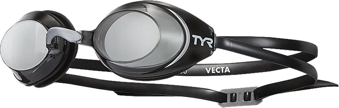 TYR Vecta Racing Swim Goggles - Adult Swimming Goggles for Men and Women - Anti-Fog, UVA/UVB Protection, Watertight (One Size, Smoke/Black)