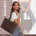 KALIDI Tote Bag Zipper Shoulder Bag Faux Leather Purses Satchel for Women Casual Handbag Work Dating College, Coffee Brown