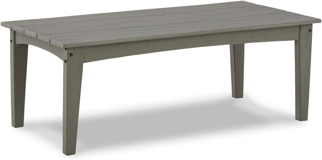 Signature Design by Ashley Visola Outdoor HDPE Patio Cocktail Table, Gray, Coffee Table