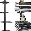 Professional Invisible Floating Book Shelves for Wall, 4 Tier Vertical Spine Book Tower Hanging Bookshelves, Wall Mounted & Space Saving, Heavy Duty Metal Book Organizer for Home Office, 2 Pack White