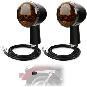 LED Rear Turn Signal Kit,Brake Light/Running Light/directional indicator for Harley Davidson XL883 XL1200 Sportster 1992-UP,Amber Light w/Red/Orange/Smoke Lens,Gloss Black Bullet-Style