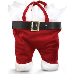 Burton & Burton Santa Pants One Size Tote Bag for Wine Bottle, Red