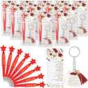 Spakon 24 Sets Class of 2024 Graduation Gifts Include 24 Star Ballpoint Pens 24 Inspirational Acrylic Keychains 24 Bookmarks Opp Bags Cable Ties Graduation Party Favors for Guests Students (Red)
