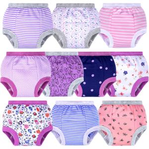 BIG ELEPHANT Potty Training Underwear, 100% Cotton Absorbent Unisex Toddler Pee Pants for Boys & Girls (Floral Series, 10-Pack, 5-6Y)