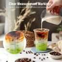 100 Pack - 16 oz Ratio Lines Iced Coffee Cups with Lids & Straws No Guessing for Consistent Drinks, Disposable Clear Plastic Cups with Lids and Straws for Coffee, Smoothies, Juice, Parties Food Safe