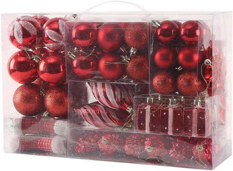 Sattiyrch 76ct Christmas Tree Ornaments Set,Red Shatterproof Christmas Balls Decorations,Xmas Decorative Hanging Ornaments(Red)