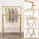 BAMBOOHOMIE Baby Clothing Rack for Baby Shower Pets Dolls, Baby Clothes Rack with Storage Shelf & Double Rods, Toddler Clothes Rack, Mini Closet Baby Shower Rack (Natural)