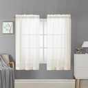 Pack Of 2 Lecloud Doris Living Room Sheer Linen Curtains 54 Inches Length 2 Panels, Solid Durable Bathroom/Basement/Kitchen Curtain with Dual Rod Pockets, Farmhouse Slub Textured Gauzy Bedroom Drapes, 30W x 54L