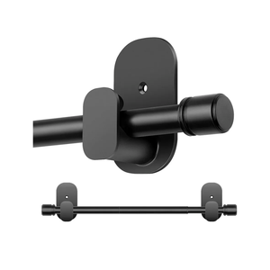 Curtain Rods No Drilling 32 to 86 Inch, HOTOZON 5/8 Inches No Drill Curtain Rods for Windows 55 to 82 Inches(4.5-6.8 ft), Renter Friendly Adjustable Small Drapery Rod for Lightweight Curtains, Black