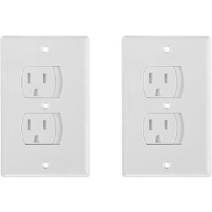Bates- Self Closing Outlet Covers, 2.95" x 4.7", 2 Pack, White, Sliding Outlet Covers for Baby Proofing