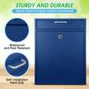 Yaocom 18 x 15 x 7 Inches Wall Mount Locking Mailbox for Outside, Dark Blue