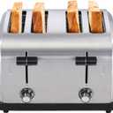 1800W Commercial Grade 4-Slice Pop Up Toaster -Stainless Steel 6-Browning Settings for Bread with Removable Crumb Tray for Bagel Bread English Muffins, Waffles (Commercial & Home Use)