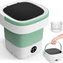Portable Washing Machine - 16L Mini Foldable Washer with Spin Basket, Deep Cleaning for Small Clothes & 3 Cleaning Modes, Collapsible Laundry for Apartment, Dorm, Hotel, RV and Travel (Green)