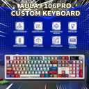 AULA F106 PRO Wireless Mechanical Keyboard,Full Size Gaming Keyboard with Hot Swappable Knob & Screen,Tri-Mode RGB Backlit with 8000mAh for PC/Laptop/Windows - Blaze Switch,Comic Mix
