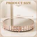 LemonRoad Crystal Cake Stand with Mirror, Gold Round, 14 Inch