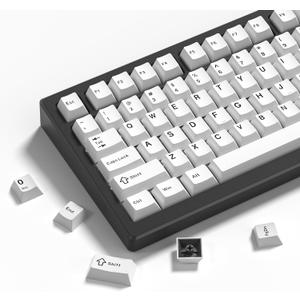 Womier Double Shot PBT Keycaps Set 138 Keys, Cherry Profile Custom Keycaps 60 65 75 100 Percent for 61/64/68/84/87/100/104/108 Retro Gaming Mechanical Keyboard, White