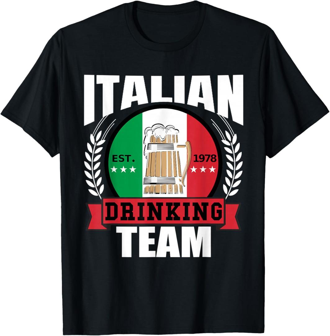 Italian Drinking Team Funny Italy Flag Beer Party Gift Idea T-Shirt