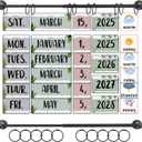 Elfcool Flip Calendar for Classroom Calendar Bulletin Board Set with Adjustable Magnetic Rod & 60 Date Cards for School Classroom Decor Supplies (Eucalyptus)