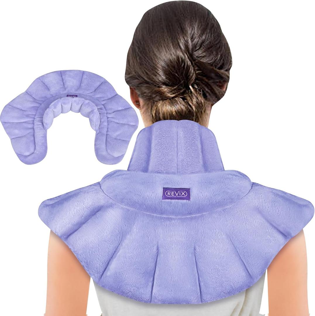 REVIX Microwave Heating Pad for Neck Shoulders and Back with Moist Heat, Weighted Microwavable Heated Neck Wrap Warmer, Scented (Orchid)