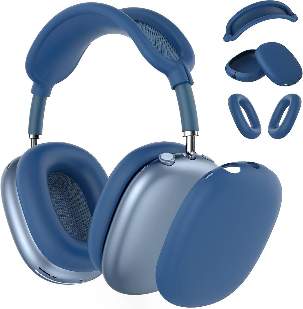 Silicone Case Cover for AirPods Max Headphones, Ear Pad Case Cover/Ear Cups Cover/Headband Cover for AirPods Max (USB-C/Lightning)(2024/2020),Accessories Silicone Protector for Apple AirPods Max, Blue